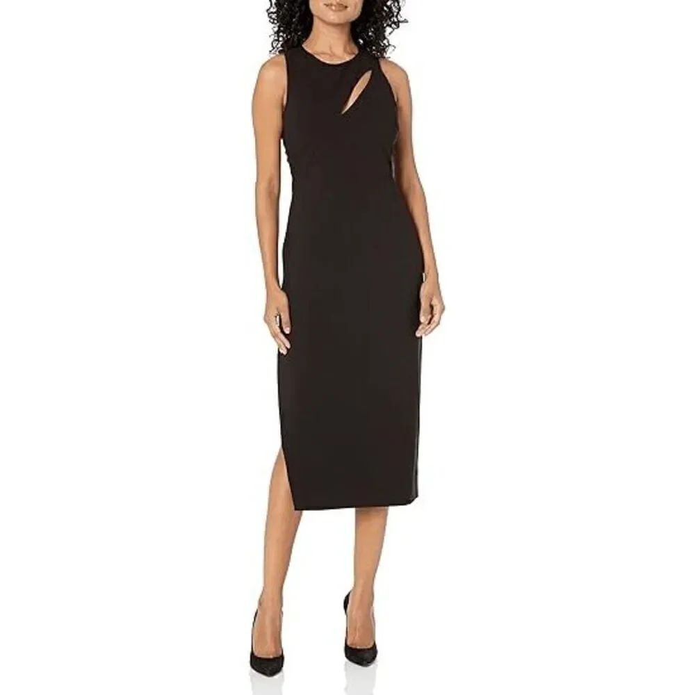 LIKELY Women's Siz3 e 2 Liza Dress Black Midi Bodycon Cutout Career Workwear